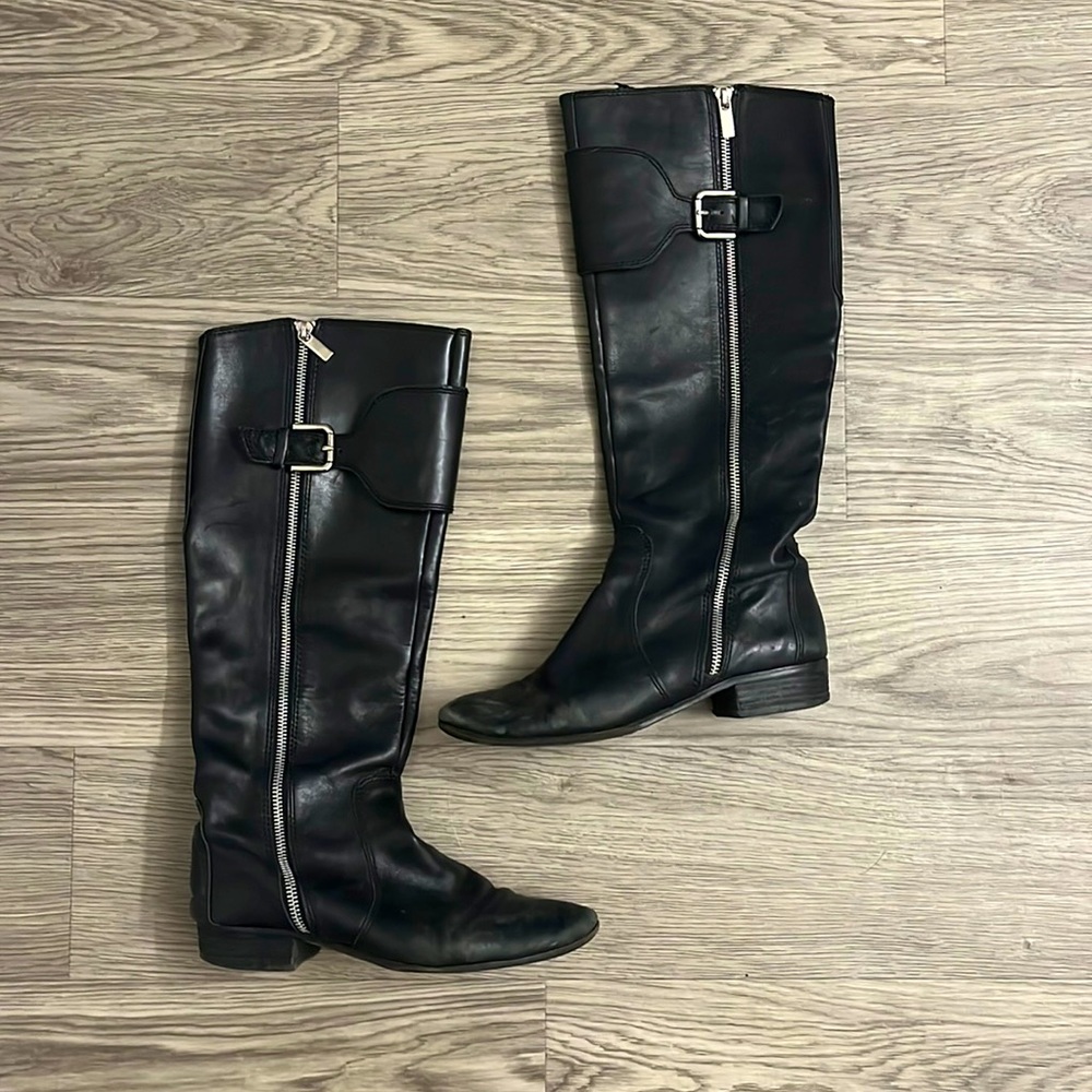 Black leather riding boots